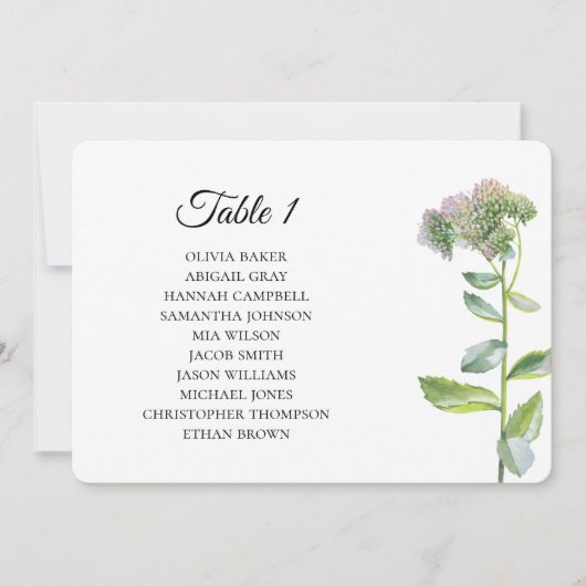 Blume im Garten. Hochzeitssitzpläne Einladung (Vorderseite)