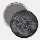 Blume im Garten in Schwarz und Weiß Nr. 108 Magnet (Vorderseite/Rückseite)