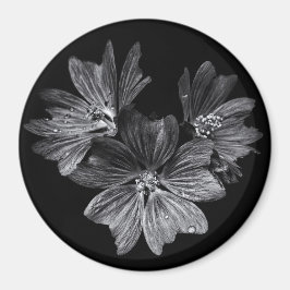 Blume im Garten in Schwarz und Weiß Nr. 11 Magnet