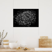 Blume im Garten in Schwarz und Weiß Nr. 42 Poster (Küche)