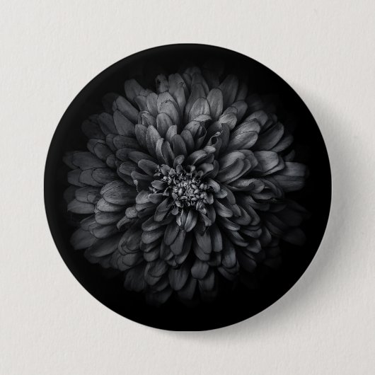 Blume im Garten in Schwarz und Weiß Nr. 68 Button (Vorderseite)