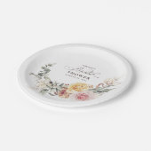 Blume im Garten Kranz Brautparty Pappteller (Schrägansicht)