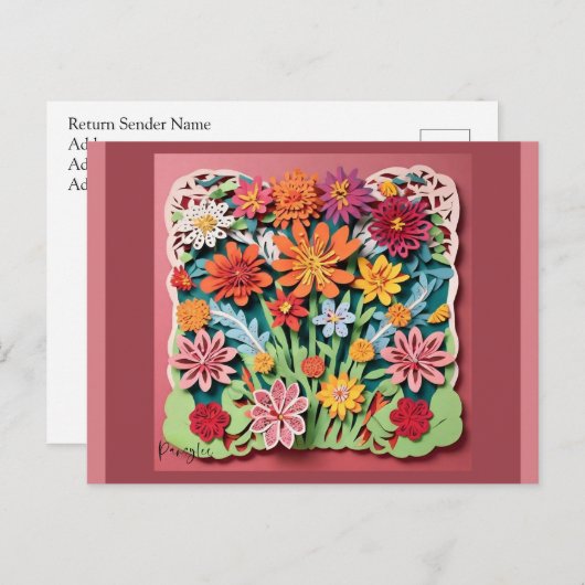 Blume im Garten | Paper Art Postkarte (Vorne/Hinten)