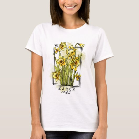 Blume im Geburtsmonat Geboren im März Affodische B T-Shirt (Vorderseite)