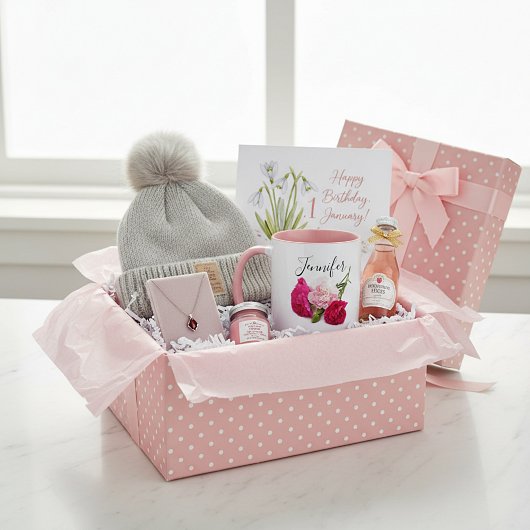 Blume im Geburtsmonat - Januar personalisiert Tasse