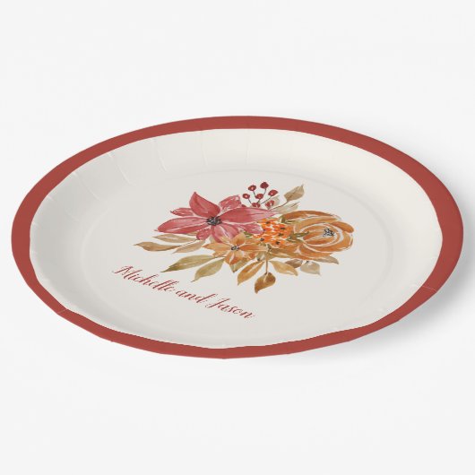 Blume im Herbst Elegant Fallende in Liebe Pappteller (Schrägansicht)