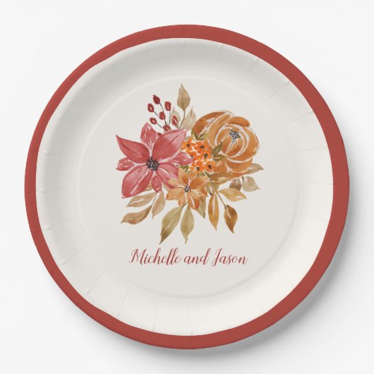 Blume im Herbst Elegant Fallende in Liebe Pappteller (Vorderseite)