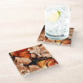 Blume im Herbst Glasuntersetzer (Schrägansicht)