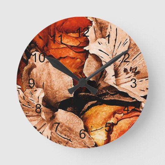 Blume im Herbst Runde Wanduhr (Vorderseite)