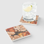 Blume im Herbst Steinuntersetzer (Seitenansicht)