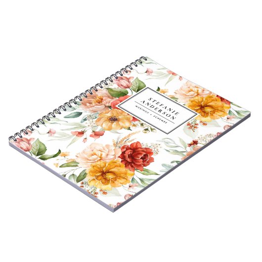 Blume im Herbst und Grünmuster Notizblock (Linke Seite)