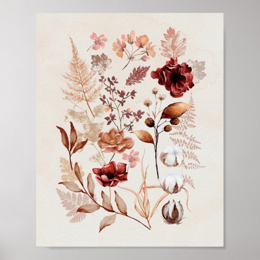 Blume im Herbst und sinkende Blätter Poster (Vorne)