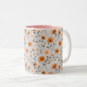 Blume im Herbst Wasserfarbe Minimalistisch Zweifarbige Tasse (VorderseiteRechts)