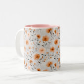 Blume im Herbst Wasserfarbe Minimalistisch Zweifarbige Tasse (Vorderseite Links)