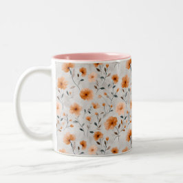 Blume im Herbst Wasserfarbe Minimalistisch Zweifarbige Tasse