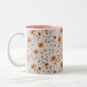Blume im Herbst Wasserfarbe Minimalistisch Zweifarbige Tasse