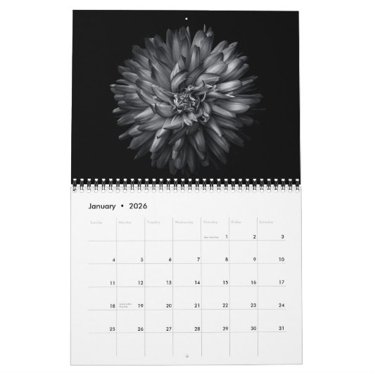 Blume im Hintergrund in Schwarz und Weiß 20 Kalender (Jan 2026)
