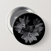Blume im Hintergrund in Schwarz und Weiß (Nr. 11) Button (Vorne & Hinten)