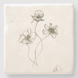 Blume im hübschen Garten, handgezeichnetes Bild, O Steinuntersetzer