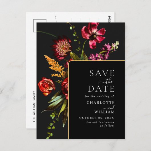 Blume im Jugendstil, die den QR-Code speichern Postkarte (Vorne/Hinten)