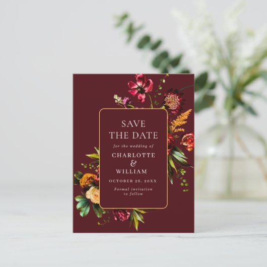 Blume im Jugendstil, die den QR-Code speichern Postkarte (Stehend Vorderseite)