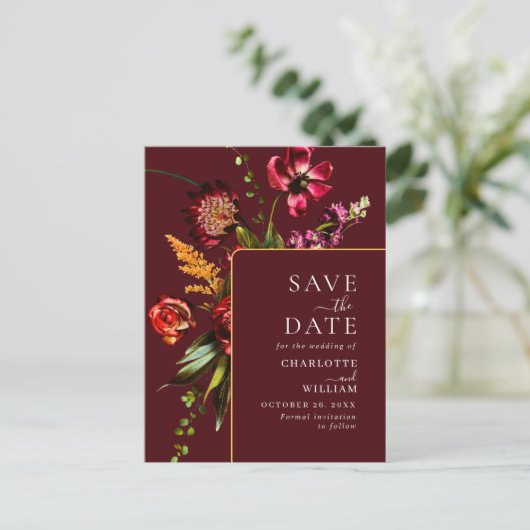 Blume im Jugendstil, die den QR-Code speichern Postkarte (Stehend Vorderseite)