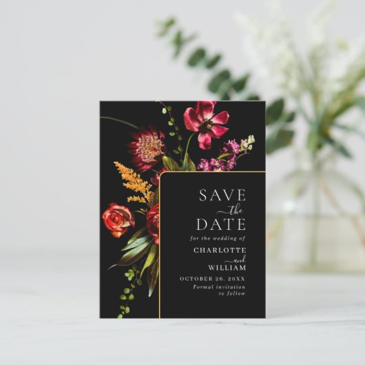 Blume im Jugendstil, die den QR-Code speichern Postkarte (Stehend Vorderseite)