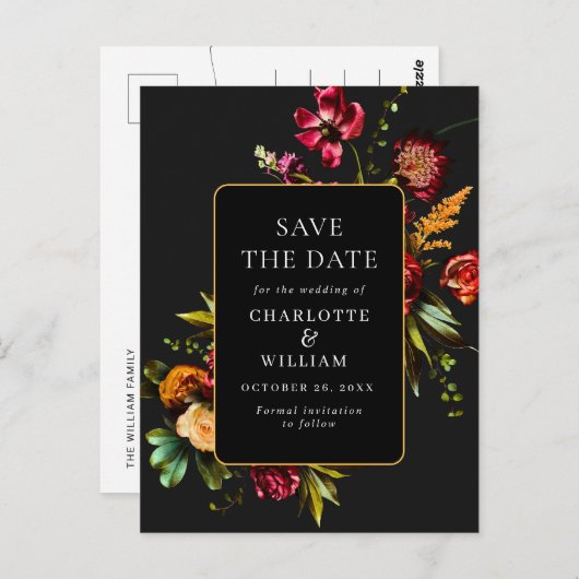 Blume im Jugendstil, die den QR-Code speichern Postkarte (Vorne/Hinten)