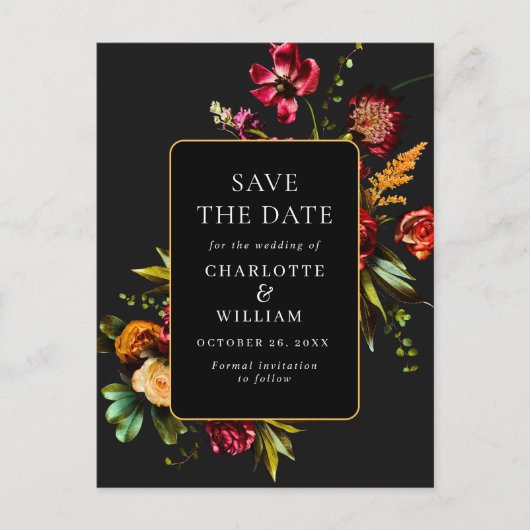 Blume im Jugendstil, die den QR-Code speichern Postkarte (Vorderseite)