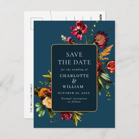 Blume im Jugendstil, die den QR-Code speichern Postkarte (Vorne/Hinten)