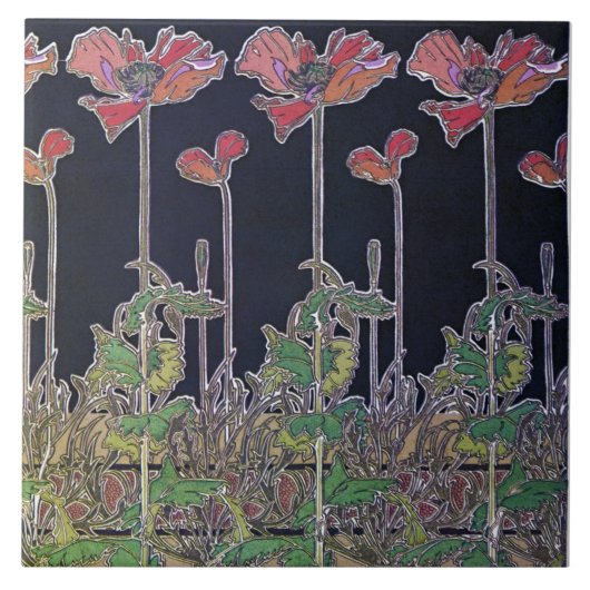 Blume im Jugendstil, Mucha Fliese (Vorderseite)