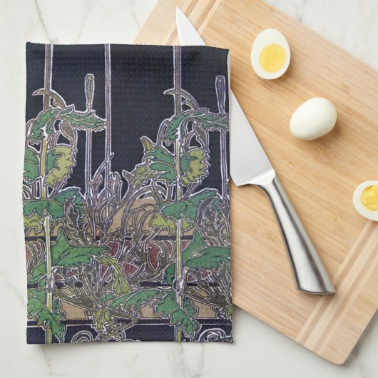 Blume im Jugendstil, Mucha Geschirrtuch (Viertel Falte)