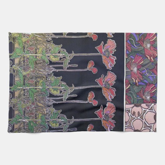 Blume im Jugendstil, Mucha Geschirrtuch (Horizontal)