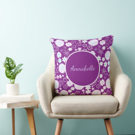 Blume im Lila Blumenmuster mit benutzerdefinierten Kissen