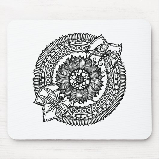 Blume im Mandala Mousepad (Vorne)