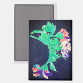 Blume im Mosaikstil Magnet (Vorderseite/Rückseite)