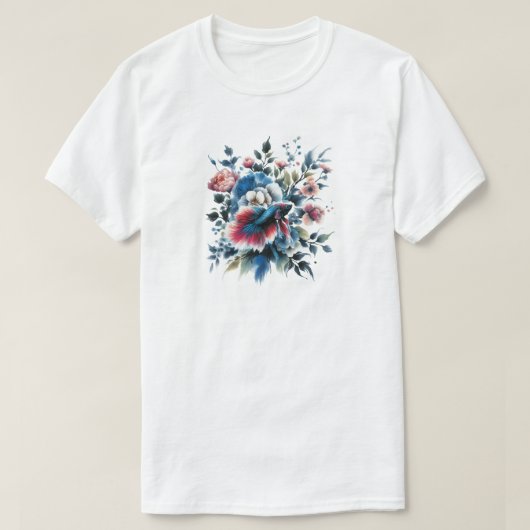 Blume im orientalischen Stil und Betafisch T-Shirt (Design vorne)
