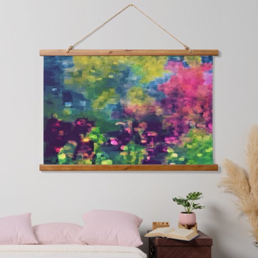 Blume im psychedelischen Bereich Wandteppich Mit Holzrahmen (Schlafzimmer)