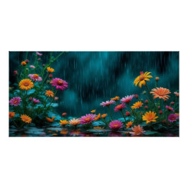 Blume im Rain Nature Poster Rainy Garden