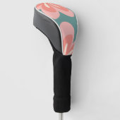 Blume im Retro-Stil in Rosa und Türkis Golf Headcover (angewinkelt)