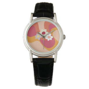 Blume im Retrostil Armbanduhr