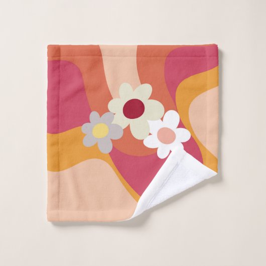 Blume im Retrostil Badhandtuch Set (Waschlappen)