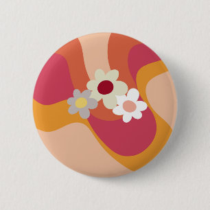 Blume im Retrostil Button