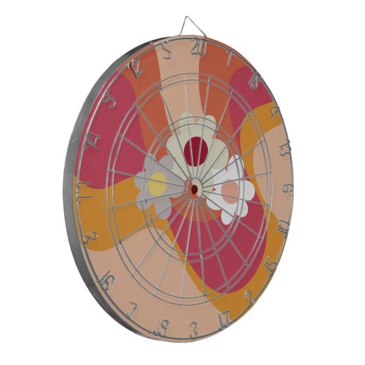 Blume im Retrostil Dartscheibe (Vorderseite Links)