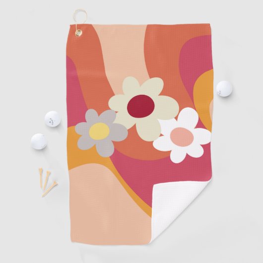 Blume im Retrostil Golfhandtuch (Insitu)