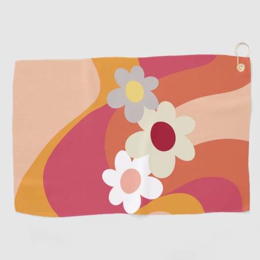 Blume im Retrostil Golfhandtuch (Horizontal)