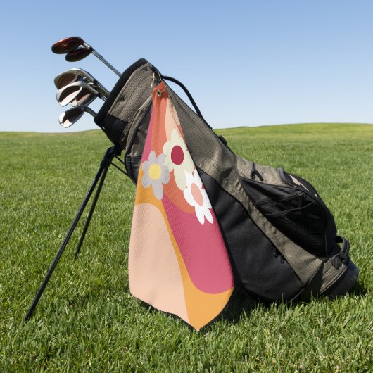 Blume im Retrostil Golfhandtuch (Gras)