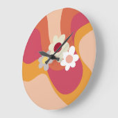 Blume im Retrostil Große Wanduhr (Winkel)