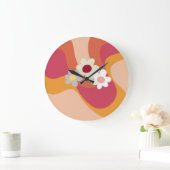 Blume im Retrostil Große Wanduhr (Zuhause)