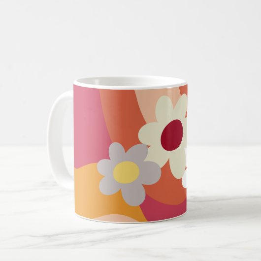Blume im Retrostil Kaffeetasse (Vorderseite Links)